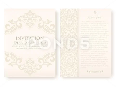 Wedding invitation and announcement card with vintage background artwork. Ele Stock Illustration