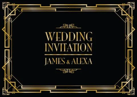 Wedding invitation art deco Stock Illustration