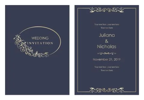 Wedding  Invitation  with baroque pattern Stock Illustration