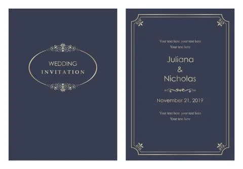 Wedding  Invitation  with baroque pattern Stock Illustration