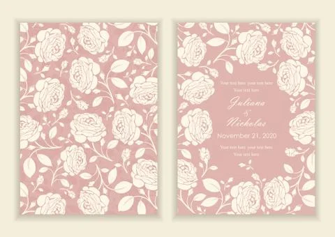 Wedding  Invitation  with baroque pattern Stock Illustration
