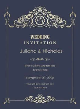 Wedding  Invitation  with baroque pattern Stock Illustration
