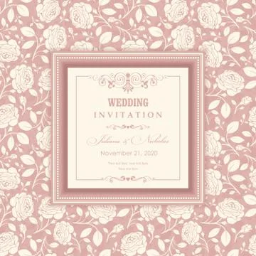 Wedding  Invitation  with baroque pattern Stock Illustration