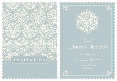 Wedding  Invitation  with baroque pattern Stock Illustration