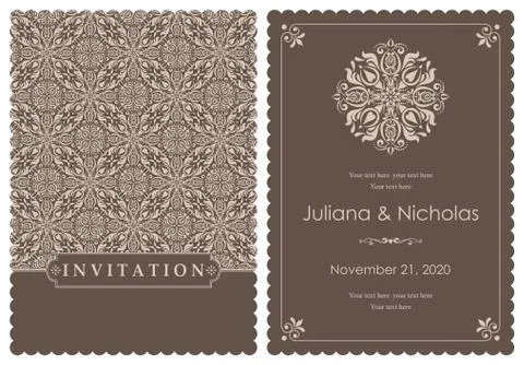 Wedding  Invitation  with baroque pattern Stock Illustration