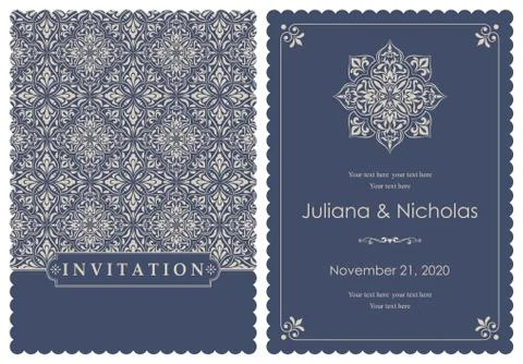 Wedding  Invitation  with baroque pattern Stock Illustration