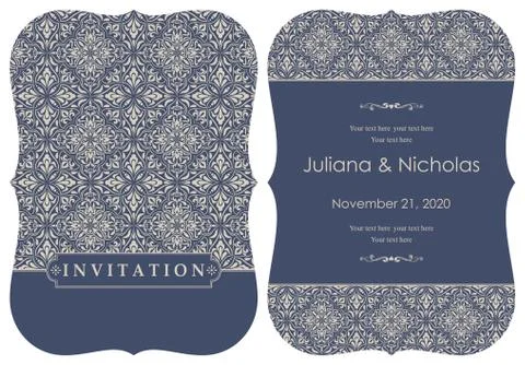 Wedding  Invitation  with baroque pattern Stock Illustration