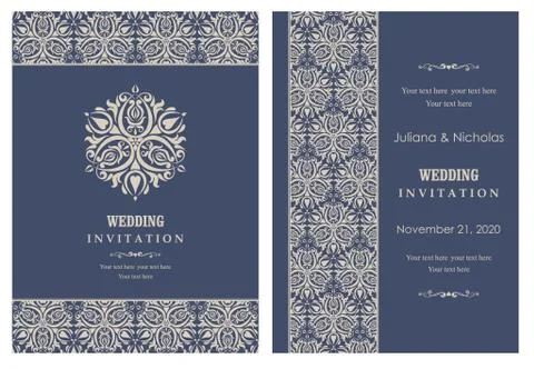 Wedding  Invitation  with baroque pattern Stock Illustration