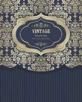 Wedding  Invitation  with baroque pattern Stock Illustration