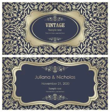 Wedding  Invitation  with baroque pattern Stock Illustration