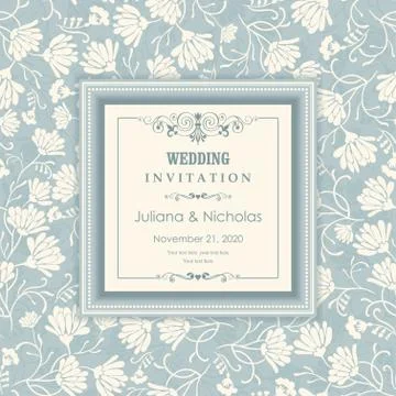 Wedding  Invitation  with baroque pattern Stock Illustration