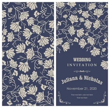 Wedding  Invitation  with baroque pattern Stock Illustration