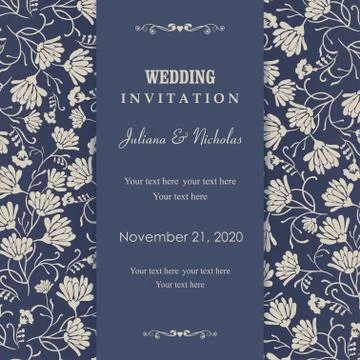Wedding  Invitation  with baroque pattern Stock Illustration