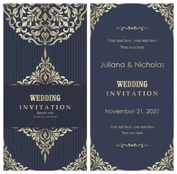 Wedding  Invitation  with baroque pattern Stock Illustration