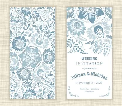 Wedding  Invitation  with baroque pattern Stock Illustration