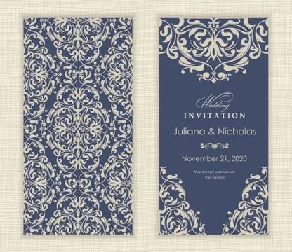 Wedding  Invitation  with baroque pattern Stock Illustration