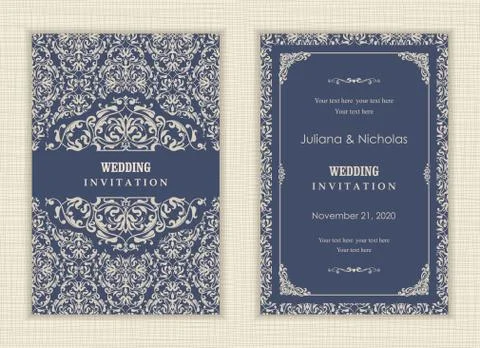Wedding  Invitation  with baroque pattern Stock Illustration