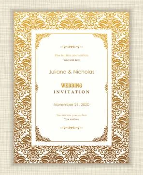 Wedding  Invitation  with baroque pattern Stock Illustration