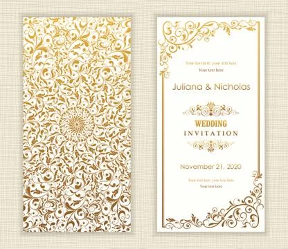 Wedding  Invitation  with baroque pattern Stock Illustration