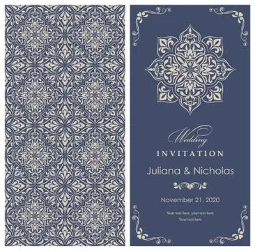 Wedding  Invitation  with baroque pattern Stock Illustration