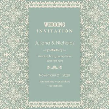 Wedding  Invitation  with baroque pattern Stock Illustration