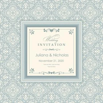 Wedding  Invitation  with baroque pattern Stock Illustration