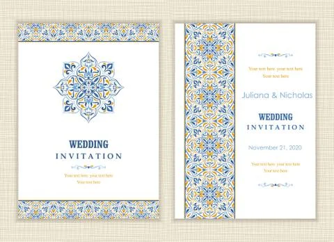 Wedding  Invitation  with baroque pattern Stock Illustration