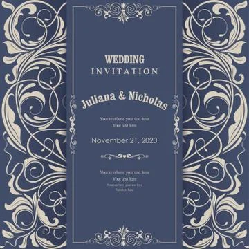 Wedding  Invitation  with baroque pattern Stock Illustration