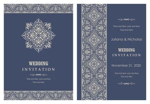 Wedding  Invitation  with baroque pattern Stock Illustration
