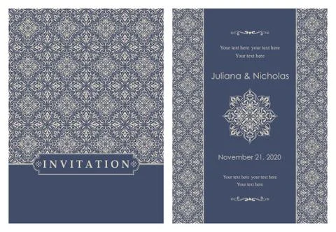 Wedding  Invitation  with baroque pattern Stock Illustration