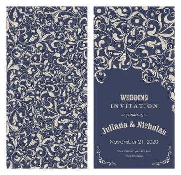 Wedding  Invitation  with baroque pattern Stock Illustration