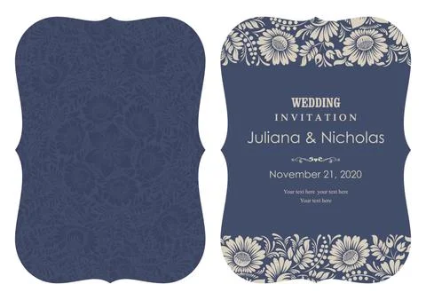 Wedding  Invitation  with baroque pattern Stock Illustration