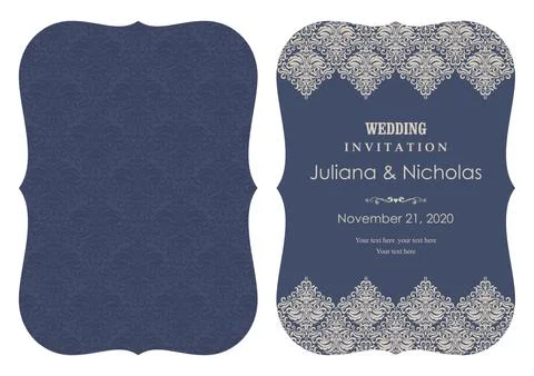 Wedding  Invitation  with baroque pattern Stock Illustration