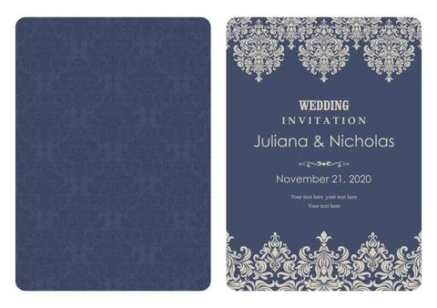 Wedding  Invitation  with baroque pattern Stock Illustration