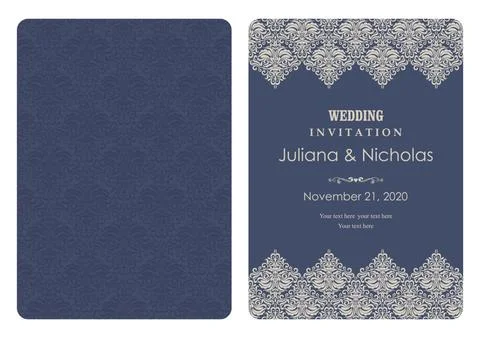 Wedding  Invitation  with baroque pattern Stock Illustration