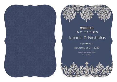 Wedding  Invitation  with baroque pattern Stock Illustration