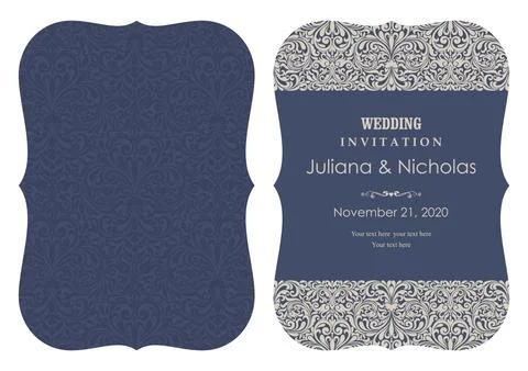 Wedding  Invitation  with baroque pattern Stock Illustration