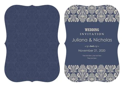 Wedding  Invitation  with baroque pattern Stock Illustration