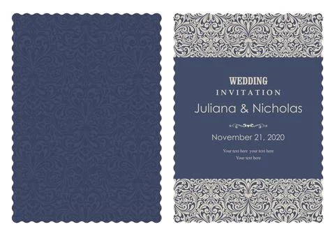 Wedding  Invitation  with baroque pattern Stock Illustration
