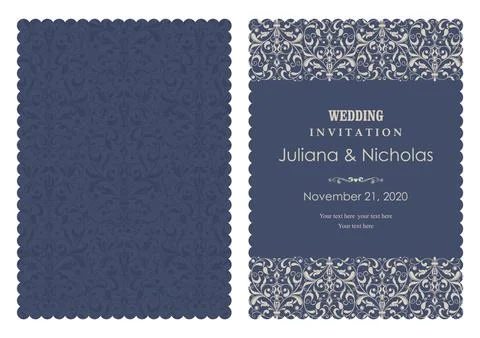 Wedding  Invitation  with baroque pattern Stock Illustration