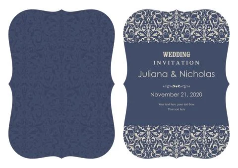 Wedding  Invitation  with baroque pattern Stock Illustration