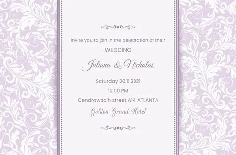 Wedding  Invitation  with baroque pattern Stock Illustration