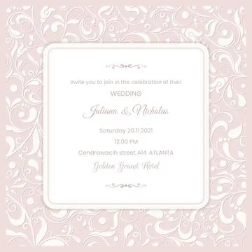 Wedding  Invitation  with baroque pattern Stock Illustration