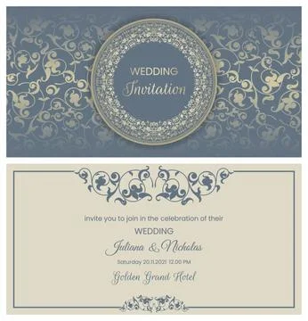 Wedding  Invitation  with baroque pattern Stock Illustration