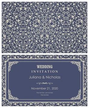 Wedding  Invitation  with baroque pattern Stock Illustration