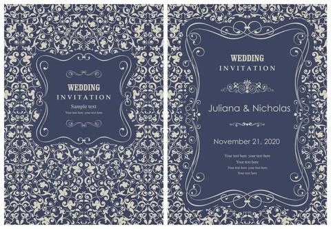 Wedding  Invitation  with baroque pattern Stock Illustration