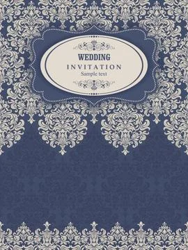 Wedding  Invitation  with baroque pattern Stock Illustration