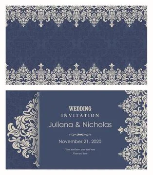 Wedding  Invitation  with baroque pattern Stock Illustration