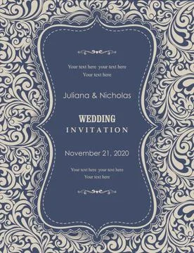 Wedding  Invitation  with baroque pattern Stock Illustration