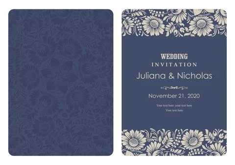 Wedding  Invitation  with baroque pattern Stock Illustration